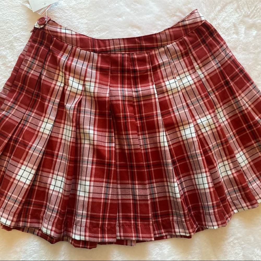 Red plaid skirt